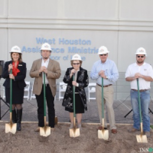 Photograph of group with shovels for a groundbreaking